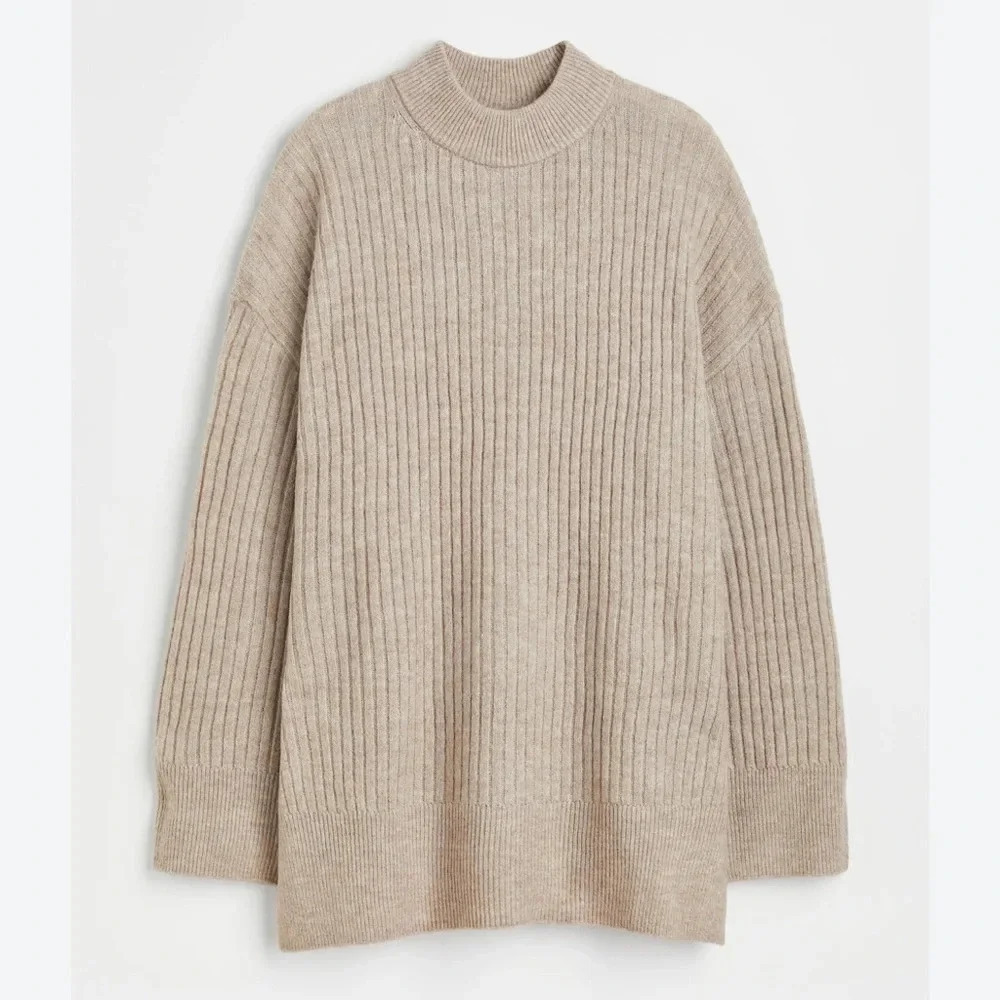 H&M Beige Ribbed Sweater